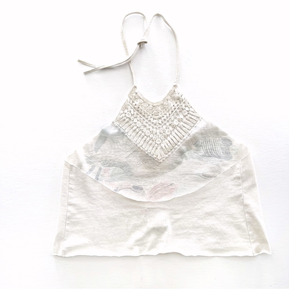 Furst of a Kind Crop Halter Top Re-worked Vintage Marine Animals Wearing Sunnies - Picture 5 of 7